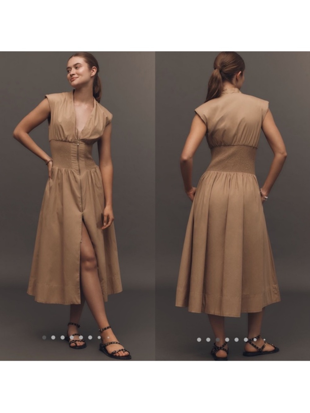 NWT Tommie from Anthropologie Midi Shirt Dress with Smocked Waist